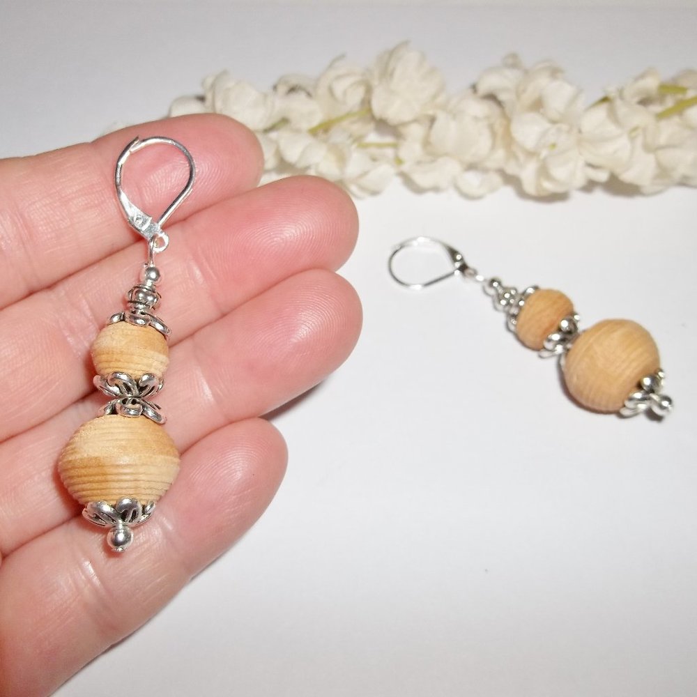 Tan Brown Wood Earring Set Statement Boho NWT 5459_6